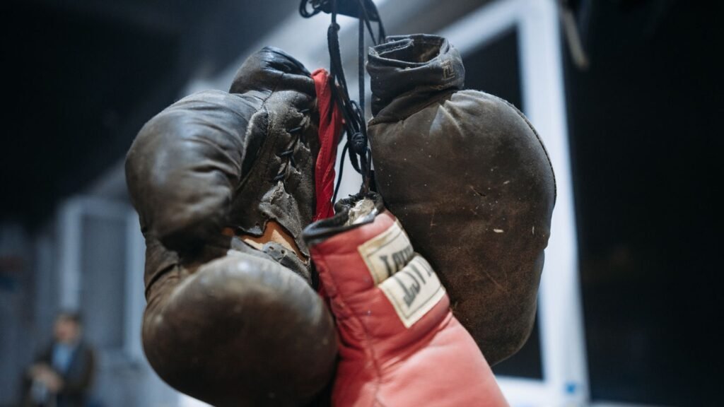 Boxing gloves hanging in gym — Boxing PPV IPTV Ireland — StreamerATV